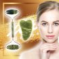 Double Head Natural Jade Facial Roller & Gua Sha Massager Set for Anti-Aging