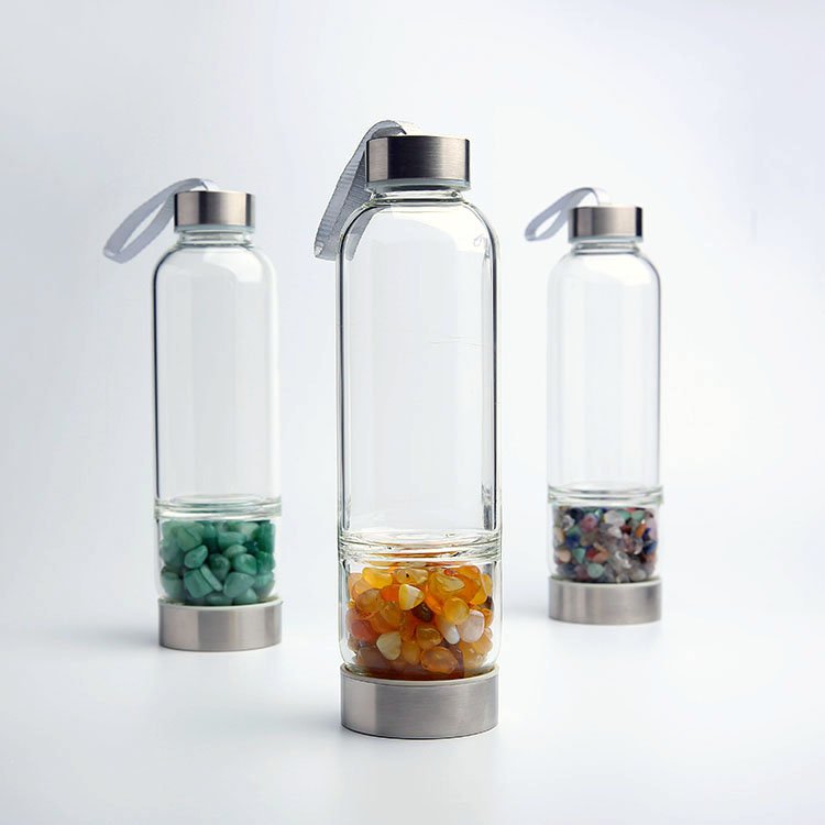 Crystal Infused Elixir Water Bottle / Gemstones Healing Energy Chakra Cleansing