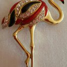 90s Flamingo Bird Brooch Pin, 2 3/4" Tall