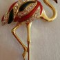 90s Flamingo Bird Brooch Pin, 2 3/4" Tall