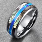 Simple Shell-inlaid Tungsten Gold Ring Blue Opal Men's Ring Engagement Ring Men's Creative Jewelry