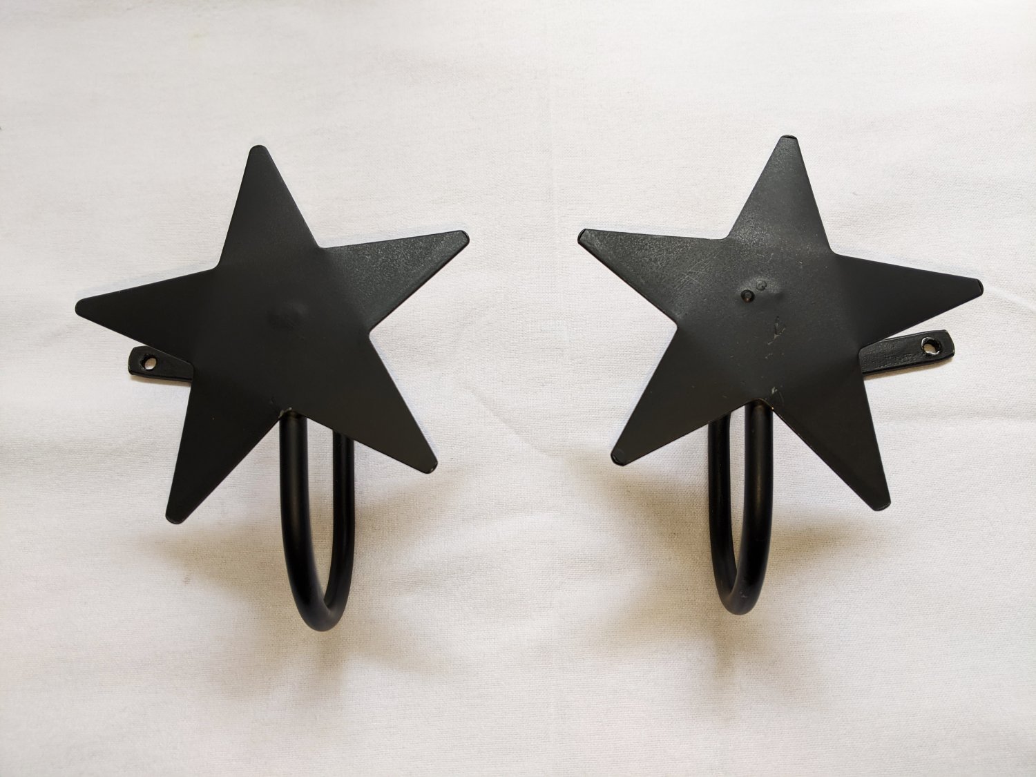 Americana Star Curtain Tiebacks Wrought Iron Black Farmhouse Decor