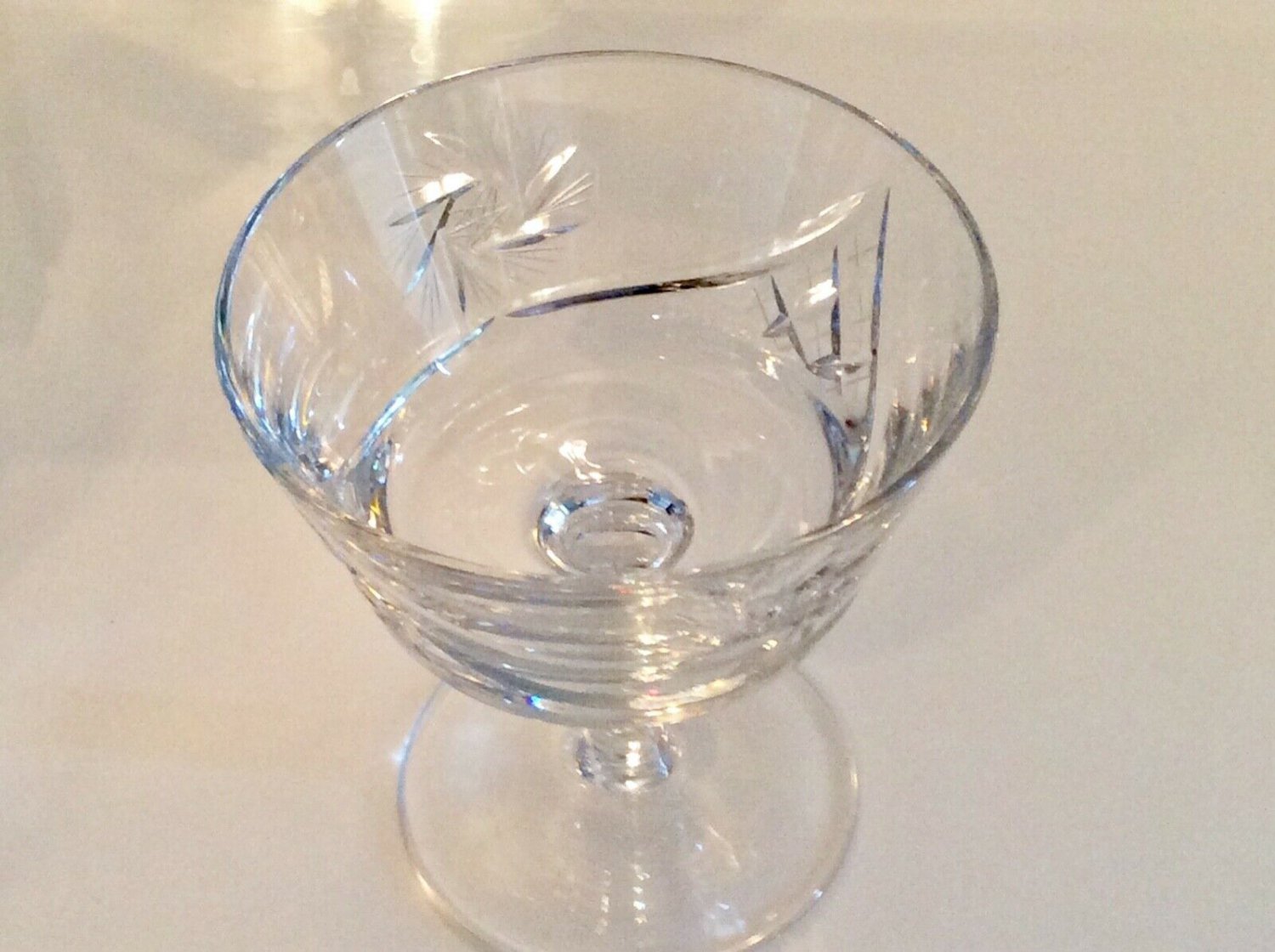 2 Crystal Sherbet Dessert Fruit Yoghurt Dishes Glasses Star Cross Pinwheel