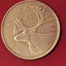 1966 Canadian Quarter EXACT COIN Circulated Very Nice Grade 80% Silver Beautiful