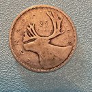 1939 Canadian King George Twenty-five Cent 80%  Silver Quarter  VeryNice Relief