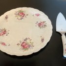 Cake Serving Plate Coalport China 10 3/8" Shrewsbury Wavy Rim + Matching Knife
