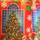 VTG CHRISTMAS WRAPPING PAPER GIFT WRAP Christmas Tree in Window Toys 2ft x 20 in