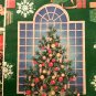 VTG GIFT WRAP CHRISTMAS TREE IN WINDOW GREEN PRETTY WRAPPING PAPER 2ft x 20 in