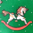VTG CHRISTMAS PAPER ROCKING HOBBY HORSE TOY GOLD STARS BRIGHT GREEN GIFT WRAP VTG CHRISTMAS PAPER ROCKING HOBBY HORSE TOY GOLD STARS BRIGHT GREEN GIFT WRAP