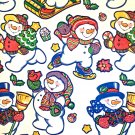 CHRISTMAS Gift wrap paper 1960s SWEET LAUGHING SNOWMEN  2 ftx20 in NOS