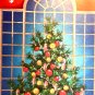 GIFT WRAP CHRISTMAS TREE in the WINDOW Bright RED VTG WRAPPING PAPER 2ft x 20 in