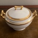 1910 LIMOGES ELITE WORKS FRANCE GOLD / WHITE SUGAR BOWL BAWO DOTTER TINY FLAW