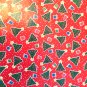CHRISTMAS Gift wrap Paper 1 sheet TINY TUMBLING TREES Vtg RED GREEN 2ft X 20in