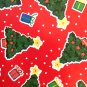 CHRISTMAS Gift wrap Paper 1 sheet TINY TUMBLING TREES Vtg RED GREEN 2ft X 20in