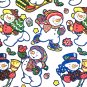 CHRISTMAS Gift wrap paper 1 Sheet Vtg 1970 SWEET LAUGHING SNOWMEN 2 ftx20 in