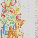 Get Well DieCut Card 1950s UNUSED Baby Deer Flower Cart Gold Trim Wavy Edge Vtg Get Well DieCut Card 1950s UNUSED Baby Deer Flower Cart Gold Trim Wavy Edge Vtg