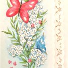 GET WELL Greeting Card Litho DieCut +Env Gold Embossed Flower Butterflies UNUSED