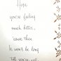 GET WELL Greeting Card Litho DieCut +Env Gold Embossed Flower Butterflies UNUSED