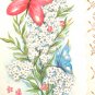 GET WELL Greeting Card Litho DieCut +Env Gold Embossed Flower Butterflies UNUSED