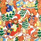CHRISTMAS GIFTWRAP Colorful Toys Teddies and Gingerbread Houses VTG  2ft X 20in