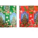 GIFTWRAP CHRISTMAS TREE in the WINDOW 2 SHEETS MATCHING GREEN RED VINTAGE PAPER