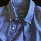Michael KORS Shirt SlimFit Dress 100% COTTON Men Sz Large 16  32/33 Blue Stripes