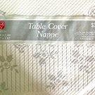 Paper Tablecloth RETRO Thick Sturdy White Silver Flowers Vtg Carlton USA Paper Tablecloth RETRO Thick Sturdy White Silver Flowers Vtg Carlton USA