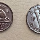 Canada 1952 5 CENTS Chromium Nickel Plated Steel & Victory 1945 nickel Very nice