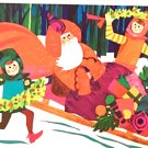 4 UNICEF Christmas Cards Vtg with Envelopes Text in 5 languages Santa 4x6 Bright