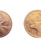 1942 and 1944 Canada 25 Cents George 6 Silver Quarter Coins Very nice relief
