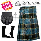 46 Size ANDERSON Scottish Highlander 8 Yard Tartan Kilt Package - Kilt Pin - Socks - Kilt Sporran
