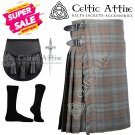 48 Size BLACK WATCH WEATHERED Scottish Highlander 8 Yard Tartan Kilt Package