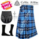 50 Size RAMSEY BLUE HUNTING Scottish Highlander 8 Yard Tartan Kilt Package