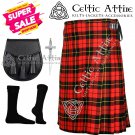 38 Size WALLACE Scottish Highlander 8 Yard Tartan Kilt Package - Kilt Pin - Socks - Kilt Sporran