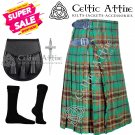 38 Size TARA MURPHY Scottish Highlander 8 Yard Tartan Kilt Package - Kilt Pin - Socks-Sporran