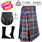 40 Size IRN BRU Tartan Scottish Highlander 8 Yard Tartan Kilt Package - Kilt Pin - Socks - Sporran