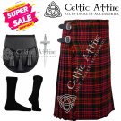 Custom Size Scottish KILT MACDONALD 8 Yard Tartan Kilt Package -Kilt Pin-Socks-Sporran