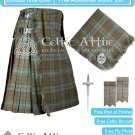Scottish 8 Yard BLACK WATCH WEATHERED TARTAN KILT Package Pin Flashes Flyplaid - Size 44