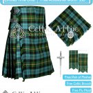 34 Size GUNN ANCIENT Scottish 8 Yard Tartan KILT Package Free Pin Flashes Flyplaid Brooch