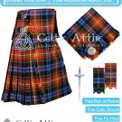 36 Size Scottish 8 Yard LGBTQ PRIDE Tartan KILT Package Free Pin Flashes Flyplaid Brooch