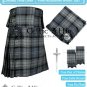 48 Size Scottish 8 Yard HAMILTON GREY Tartan KILT Package Free Pin Flashes Flyplaid Brooch
