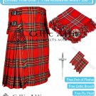 34 Size Scottish 8 Yard ROYAL STEWART Tartan KILT Package Free Pin Flashes Flyplaid Brooch