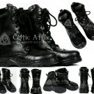Handmade Scottish Kilt Ghillie Brogue Black Boots Real Leather Shoes - EU Size 46.5