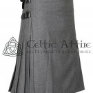 Scottish 8 Yard Men's GREY Premium 16 Oz Wool KILT Highland Custom Made KILT - Size 42