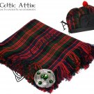 Scottish MACDONALD Tartan KILT ACCESSORIES - FlyPlaid - Brooch - Glengarry - Cap Size 60