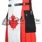 Custom Waist & Length Scottish UTILITY KILT Hybrid Cotton Cargo Pockets Fashion Canada Pride Kilt