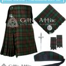 Scottish 8 Yard BROWN WATCH TARTAN KILT - Fly Plaid, Pin, Glengarry, Flashes - Size 50