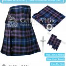 Scottish 8 Yard PRIDE OF SCOTLAND TARTAN KILT - Fly Plaid, Pin, Glengarry, Flashes - Size 30-54