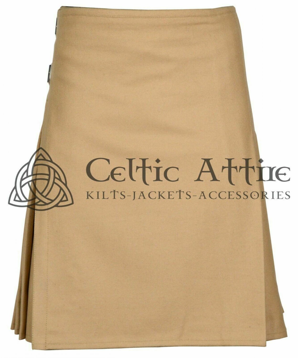 Premium Scottish 8 yard Khaki Wool kilt 100% Wool kilt Men's Handmade 8 yard wool kilt - Siz 52