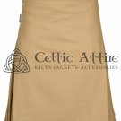 Premium Scottish 8 yard Khaki Wool kilt 100% Wool kilt Men's Handmade 8 yard wool kilt - Siz 52